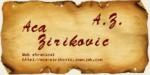 Aca Ziriković vizit kartica